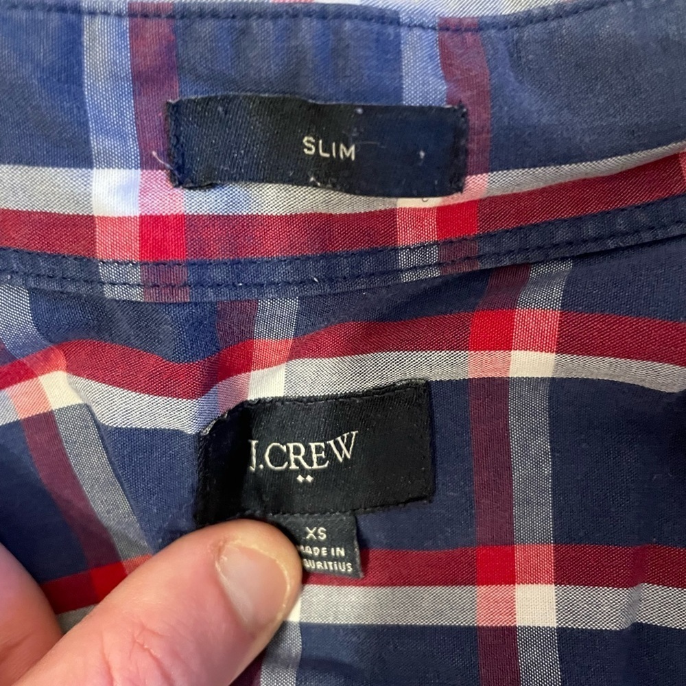 J. Crew Men's Slim XS Navy, Red, and White Plaid
Button Down - Picture 3 of 3